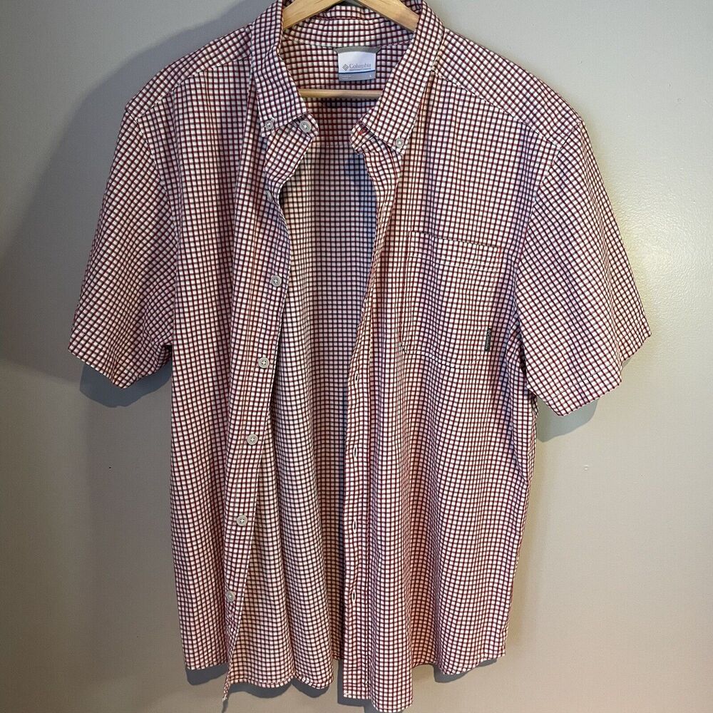 COLUMBIA Men's Size L‎ Shirt Plaid Short Sleeve Button Down Collar Cotton Poplin